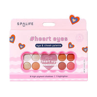 SpaLife Heart Eyes Eye & Cheek Palette (8 Shadows & 1 Highlighter) Made in Korea (Ships in 3-5 Days)