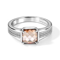 EverTrue Simulated Champagne Diamond Solitaire Ring in Stainless Steel (Size 10.0) 2.30 ctw