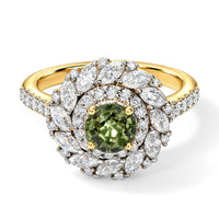 Certified and Appraised D''Joy Sapucaia Green Sapphire, Moissanite Ring in 18K Vermeil YG Over Sterling Silver (Size 10.0) 2.20 ctw