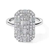 TLV Luxuriant Lab Grown Diamond (G-H,SI) Cluster Ring in Rhodium Over Sterling Silver (Size 10.0) 0.80 ctw
