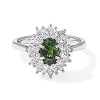 D''Joy Premium Green Sapphire and Moissanite 2.30 ctw Ring in Rhodium Over Sterling Silver (Size 8.0)