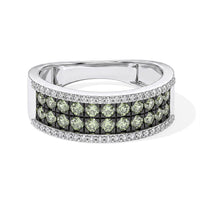 D''Joy Premium Green Sapphire, White Zircon Ring in Rhodium Over Sterling Silver (Size 10.0) 1.80 ctw