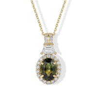 AAA Green Sapphire and Lab Grown Diamond E-F VS 3.15 ctw Pendant without Chain in 10K Yellow Gold