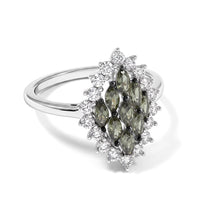 D''Joy Premium Green Sapphire, Moissanite Ring in Rhodium Over Sterling Silver (Size 10.0) 1.60 ctw