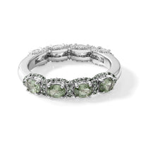 D''Joy Premium Green Sapphire, Moissanite Ring in Rhodium Over Sterling Silver (Size 10.0) 2.90 ctw