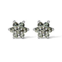 D''Joy Premium Green Sapphire 1.00 ctw Push Post Earrings in Rhodium Over Sterling Silver