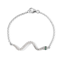 D''Joy Premium Kagem Zambian Emerald and Moissanite 0.75 ctw Bracelet in Rhodium Over Sterling Silver (6.50 In)