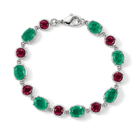 EverTrue Emeraldine Quartz (Triplet) and Lab Grown Ruby 16.30 ctw Bracelet in Platinum Bond (6.50 In)