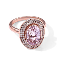 D''Joy Premium Martha Rocha Kunzite, Moissanite Halo Ring in Vermeil RG Over Sterling Silver (Size 6.0) 5.60 ctw