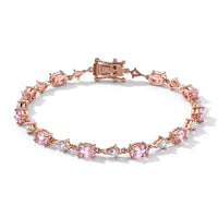 D''Joy Premium Martha Rocha Kunzite and Moissanite 8.35 ctw Tennis Bracelet in Vermeil Rose Gold Over Sterling Silver (6.50 In)