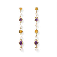 D''Joy Passport to Turkey Premium African Amethyst, Multi Gemstone Dangling Earrings in 18K Vermeil YG Over Sterling Silver 4.30 ctw