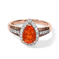 D'Joy AAA Crimson Fire Opal and Multi Gemstone 1.50 ctw Radiant Flame Ring in 18K Vermeil Rose Gold Over Sterling Silver (Size 10.0)