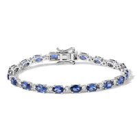 EverTrue Lab Created Blue and White Sapphire 12.60 ctw Bracelet in Platinum Bond (7.25 In)