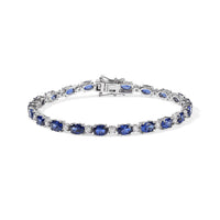 EverTrue Lab Created Blue and White Sapphire 12.60 ctw Bracelet in Platinum Bond (7.25 In)