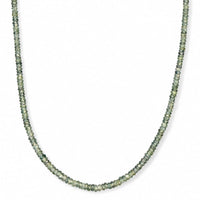 D''Joy AAA Malawi Green Sapphire 43.00 ctw Beaded Necklace in Rhodium Over Sterling Silver 18 Inches
