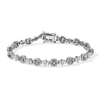 D''Joy Premium Ceylon Blue Sapphire and Moissanite 4.90 ctw in Rhodium Over Sterling Silver (7.25 In)