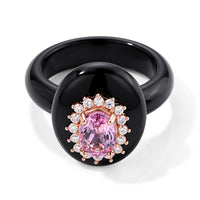 D''Joy Premium Martha Rocha Kunzite, Moissanite and Black Jade Ring in Vermeil RG Over Sterling Silver (Size 10.0) 25.65 ctw