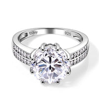 D''Joy Moissanite 4.65 ctw Ring in Rhodium Over Sterling Silver (Size 10.0)