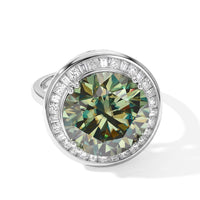 Certified and Appraised D'Joy Green and White Moissanite 10.80 ctw Ring in Rhodium Over Sterling Silver (Size 10.0)
