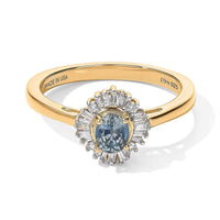 D''Joy Montana Sapphire, Diamond Summit Sunburst Ring in 18K Vermeil YG Over Sterling Silver (Size 10.0) 0.65 ctw