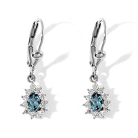 D'Joy Montana Sapphire, Moissanite Mountain Mist Earrings in Rhodium Over Sterling Silver 0.75 ctw