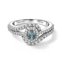 D''Joy Montana Sapphire, White Zircon Alpine Infinity Ring in Rhodium Over Sterling Silver (Size 10.0) 1.40 ctw