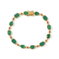 EverTrue Verde Onyx and Mozambique Garnet 13.65 ctw Verdant Garden Bracelet in 18K YG Plated (8.00 In)
