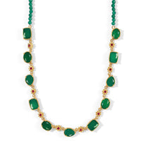 EverTrue Verde Onyx, Mozambique Garnet Verdant Garden Necklace (18 Inches) in 18K YG Plated 28.65 ctw