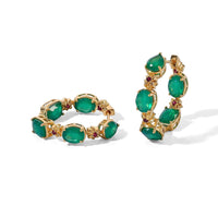 EverTrue Verde Onyx and Mozambique Garnet 11.90 ctw Hoop Earrings in 18K YG Plated