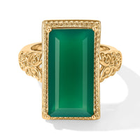 EverTrue Verde Onyx 9.90 ctw Fillegree Work Ring in 18K YG Plated (Size 7.0)