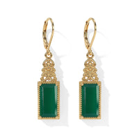 EverTrue Verde Onyx 8.65 ctw Solitaire Lever Back Earrings in 18K YG Plated