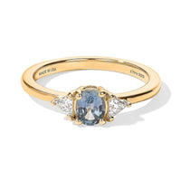 D''Joy Premium Montana Sapphire, Moissanite Alpine Vista Ring in 18K Vermeil YG Over Sterling Silver (Size 10.0) 1.00 ctw