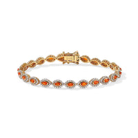 D''Joy AAA Crimson Fire Opal, Moissanite Bracelet in 18K Vermeil YG Over Sterling Silver (7.25 In) 3.00 ctw