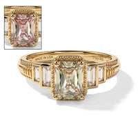 D''Joy AAA Turkizite, Moissanite Ring in 18K Vermeil YG Over Sterling Silver (Size 7.0) 1.50 ctw