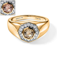 D''Joy AAA Turkizite and Moissanite 1.60 ctw Men''s Ring in 18K Vermeil Yellow Gold Over Sterling Silver (Size 10.0)