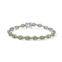 D''Joy Premium Hebei Peridot 9.75 ctw Bracelet in Rhodium Over Sterling Silver (7.25 In)