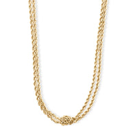 Italian 10K Yellow Gold Two Strand Knot Rope Chain Necklace (18-20 Inches) (2.7 g)