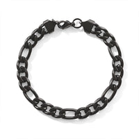 Figaro Chain Bracelet in ION Plated Black Stainless Steel (8.50 In)