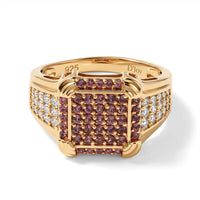 D''Joy Premium Padparadscha Sapphire, Moissanite Ring in 18K Vermeil YG Over Sterling Silver (Size 10.0) 1.00 ctw