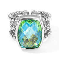 Sajen Silver Rainbow Caribbean Doublet Quartz Ring in Rhodium Over Sterling Silver (Size 10.0) 11.50 ctw