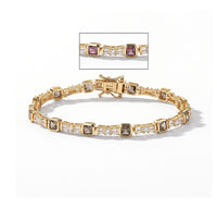 D''Joy Asscher Cut AAA Turkizite, Moissanite Bracelet in 18K Vermeil YG Over Sterling Silver (7.25 In) 7.00 ctw