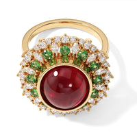 D''Joy Niassa Ruby (FF), Multi Gemstone Ring in 18K Vermeil YG Over Sterling Silver (Size 10.0) 12.10 ctw