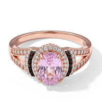 D''Joy Premium Martha Rocha Kunzite, White and Coffee Zircon Ring in Vermeil RG Over Sterling Silver (Size 10.0) 2.25 ctw