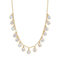 D''Joy Rainbow Moonstone 13.35 ctw Station Necklace (18 Inches) in 18K Vermeil Yellow Gold Over Sterling Silver