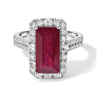 Certified & Appraised D''Joy Premium Niassa Ruby (FF), Moissanite Ring in Rhodium Over Sterling Silver (Size 10.0) 7.65 ctw