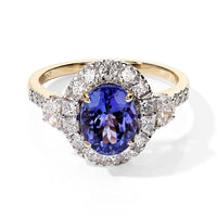 Certified & Appraised 10K Yellow Gold AAA Tanzanite, Luxuriant Lab Grown Diamond (G-H, SI) (0.95 cts) Ring (Size 10.0) 3.15 ctw