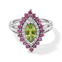 D''Joy Premium Hebei Peridot, Multi Gemstone Cluster Ring in Rhodium Over Sterling Silver (Size 10.0) 2.50 ctw