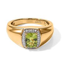 D''Joy Premium Hebei Peridot, Moissanite Men''s Ring in 18K Vermeil YG Over Sterling Silver (Size 10.0) 1.65 ctw