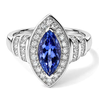 Luxoro 10K White Gold Premium Tanzanite, Diamond (I2) (0.65 cts) Ring (Size 10.0) (4.30 g) 2.50 ctw