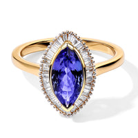 Luxoro Premium Tanzanite and Diamond I2 1.70 ctw Ring in 10K Yellow Gold (Size 7.0)